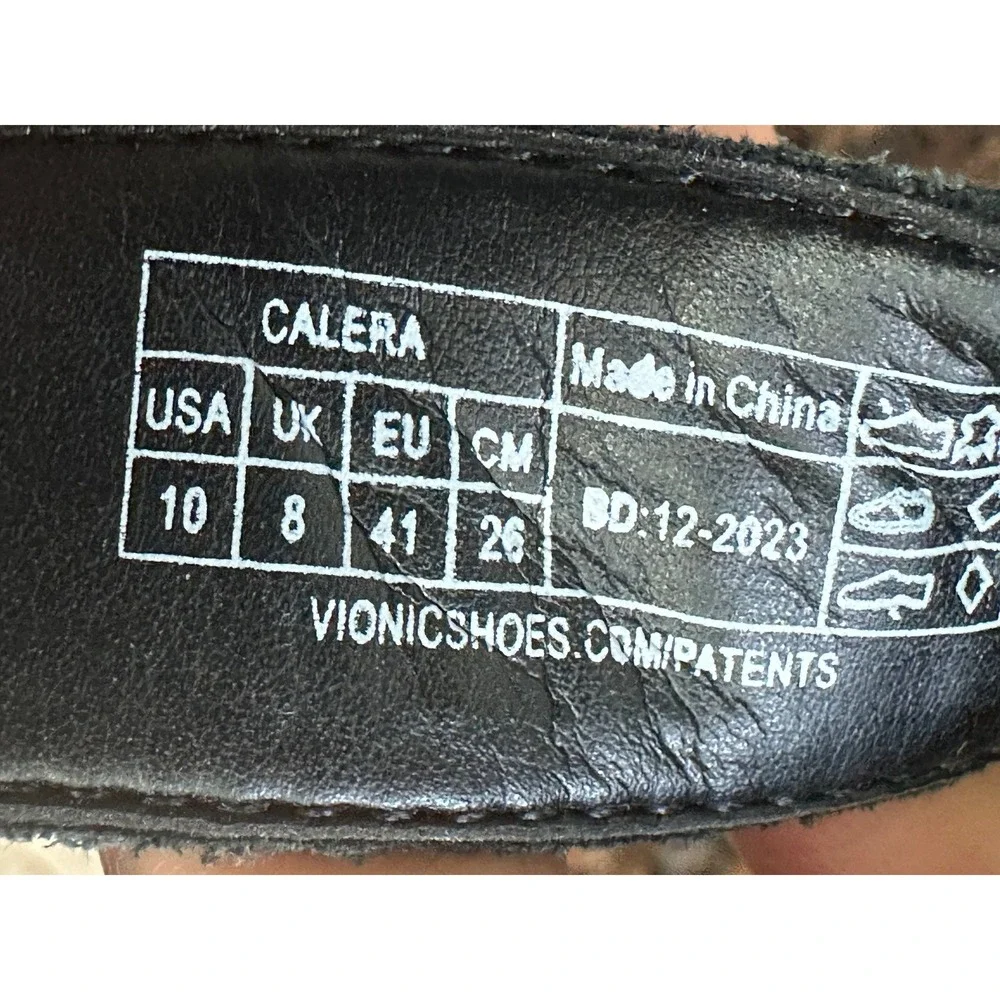 Vionic Calera Black Espadrille Wedge Sandals Womens 10 T-Strap Platform Orthotic